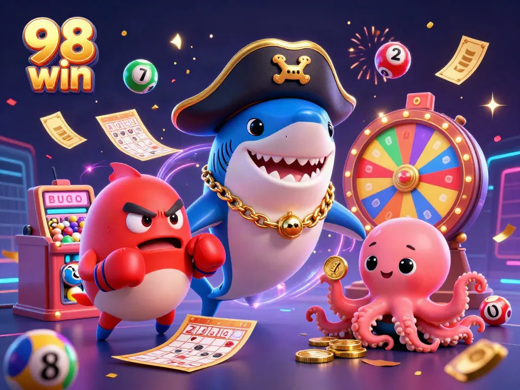 Engage with the thrilling world of 98 win and vibrant lottery dynamics through this colorful illustration.