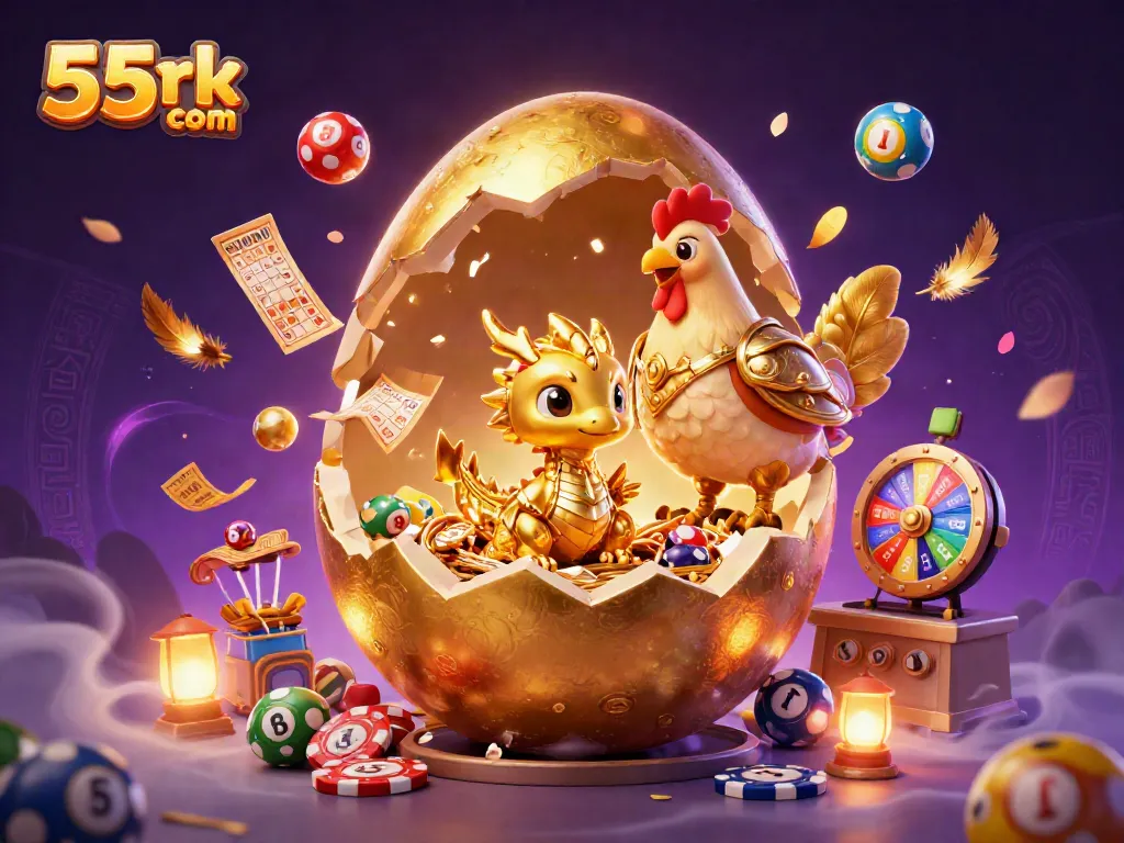 Experience excitement at 55rk com with a golden baby dragon and vibrant game elements!