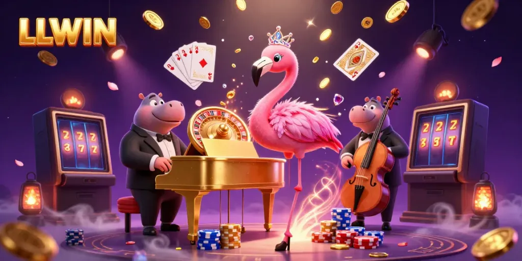 Experience exciting gaming at LLWIN with vibrant casino visuals and dynamic characters.