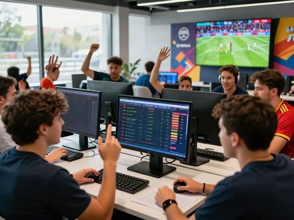 WWBOLA betting scene showing bettors engaging with live soccer odds and statistics.