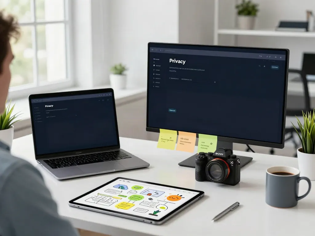 Brave browser showcased in a modern workspace emphasizing user experience and privacy.