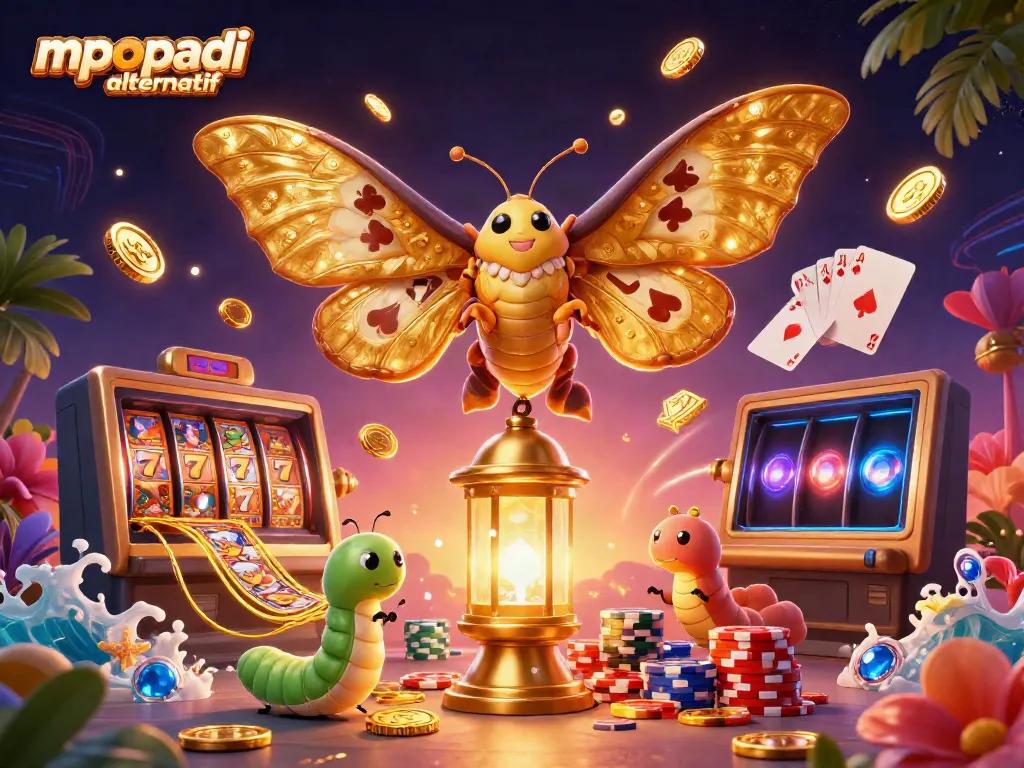 Engage with mpopadi alternatif in this vibrant casino scene showcasing games and jackpots.
