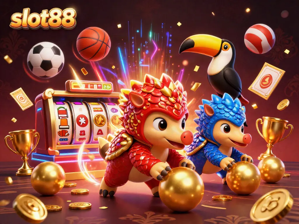Experience high-stakes excitement with slot88 as rival pangolins battle through jackpots and slot reels.
